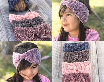 Velvet Yarn Earwarmer, winter ear warmer, cozy ear warmers toddler -adult, Crochet ear Warmer, knitted earwarmer, Soft ear warmer