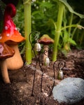 Miniature shepard hook, fairy garden door , fairy cottage decor, potted plant charms, pagan garden bells, terrarium accessories, mini bells