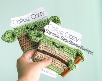 Crochet Alien Cup Cozy: Galaxy Hero Coffee Sleeve