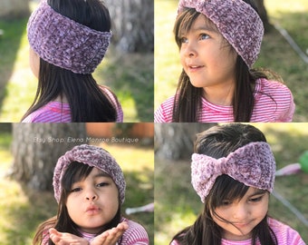 Velvet Yarn Earwarmer, winter ear warmer, cozy ear warmers toddler -adult, Crochet ear Warmer, knitted earwarmer, Soft ear warmer
