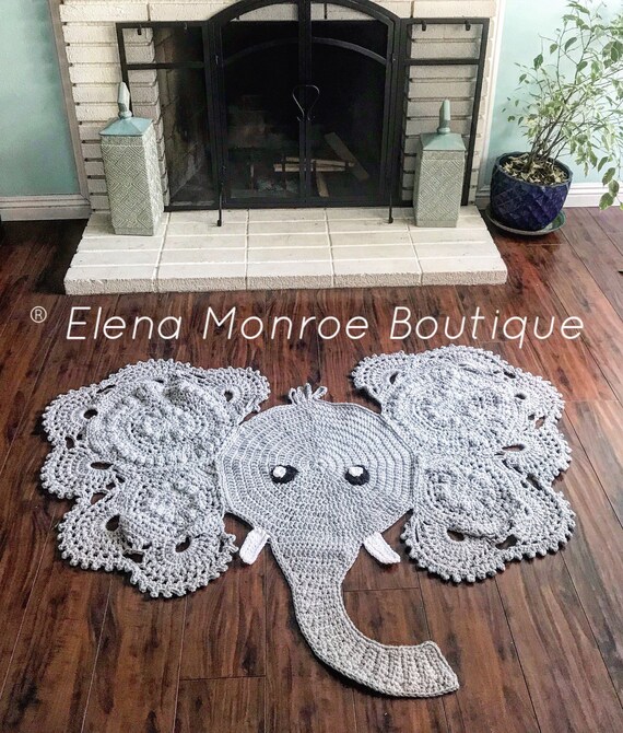 Ira rott Large crochet elephant playroom rug doily elephant Etsy