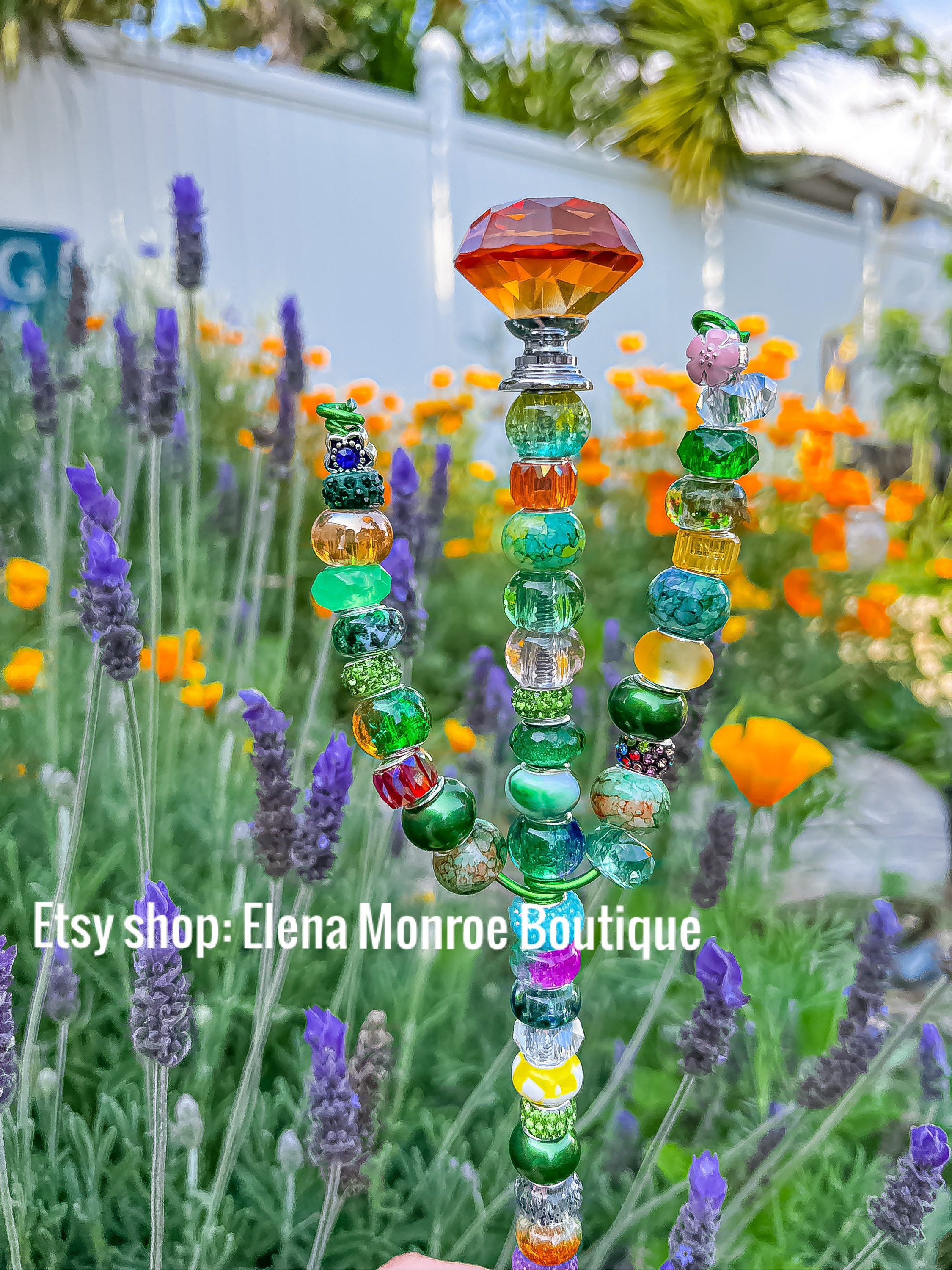 Glass Bead Cactus Plant Stake: Handmade Garden Decor - Etsy