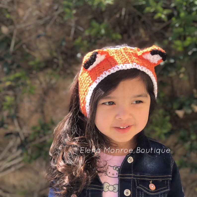 crochet fox ear warmer woodland fox head wrap Little fox headband fox headband child-adult knitted headband child-adult size