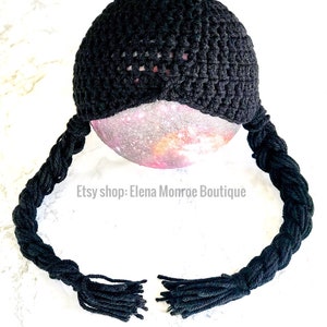 Crochet pigtail braid wig, Dorothy Wig, Wednesday wig, crochet costume baby wig, witch wig, witch hair, native wig, pilgrim wig