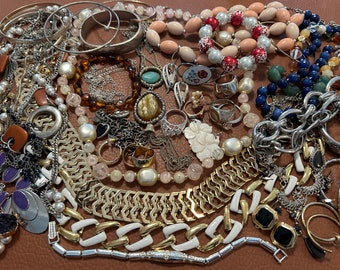 Huge lot of necklaces, earrings, bracelets and rings.  All in wearable condition.