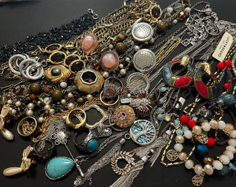 Lot of 33 Pieces of Vintage to Now Jewelry in Wearable Condition.