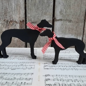 Hand Painted Wooden Greyhound, Whippet, Lurcher Ornament