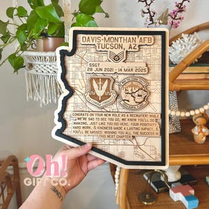 Custom State Air Force Plaque - Personalized USAF Award - Davis-Monthan AFB - Military Promotion Gift - Going Away Gift - Arizona Plaque