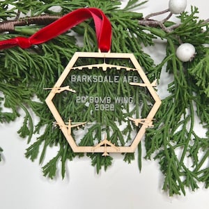 Custom Barksdale AFB Ornament - Air Force Base Ornament - Custom Military Ornament - Family Name Ornament - Military Installation Ornament