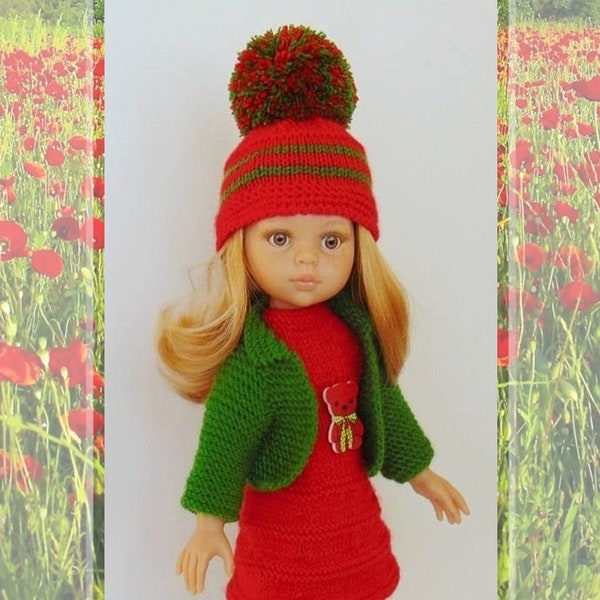 Paola Reina doll, cardigan and hat, Christmas gifts, 14 inch doll