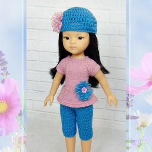 14 inch doll outfit Paola Reina Christmas gifts doll sweater, doll hat image 1