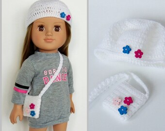 18 inch doll, hat, purse, 18 inch doll clothes, American girl doll, doll beret, accessories, 18 inch dolls, doll outfit, clothing