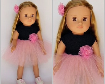 18 inch doll dress, American doll dress, tulle dress, tutu dress, American Girl Doll, tutu crochet dress, tutu, tulle, crochet dress