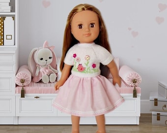 18 inch doll clothes, sweater and skirt, christmas gifts, toys for gifts, 18 inch doll outfit