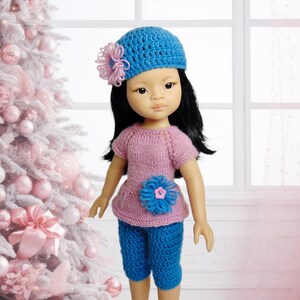 14 inch doll outfit Paola Reina Christmas gifts doll sweater, doll hat image 3