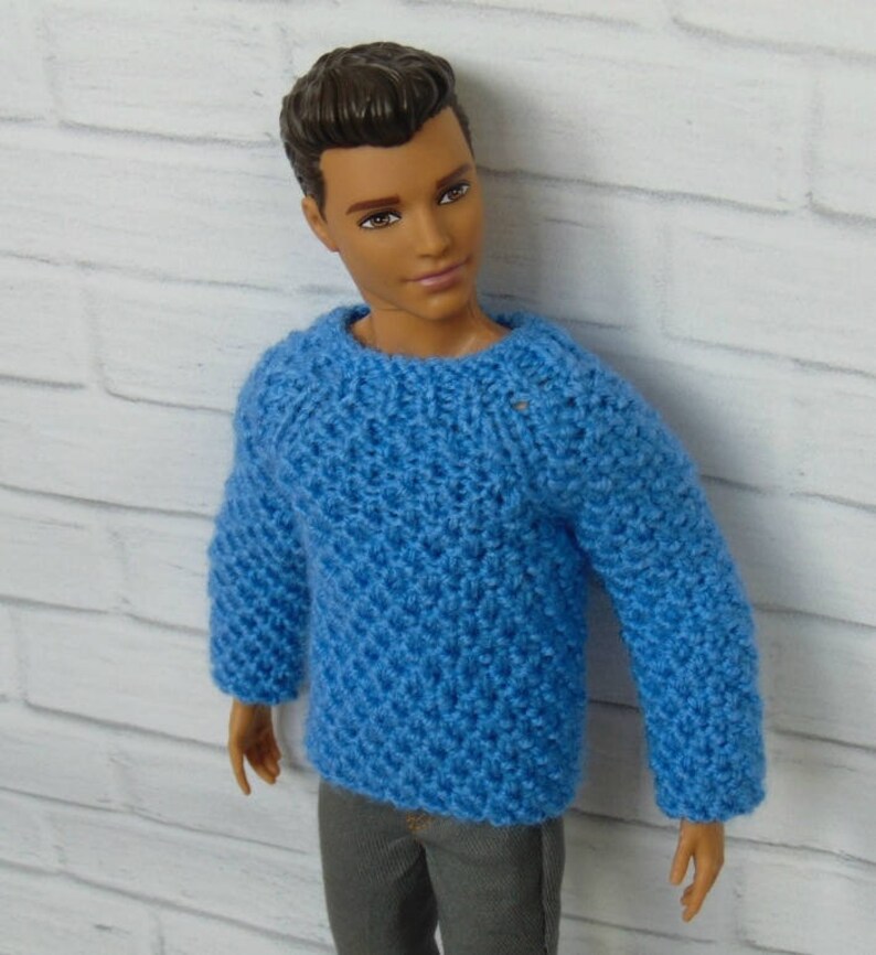 Häkeln Blaue Kleidung Junge Barbie Pullover Puppe Gestrickte Häkeln Blaue Kleidung Junge Barbie Pullover Puppe Gestrickte