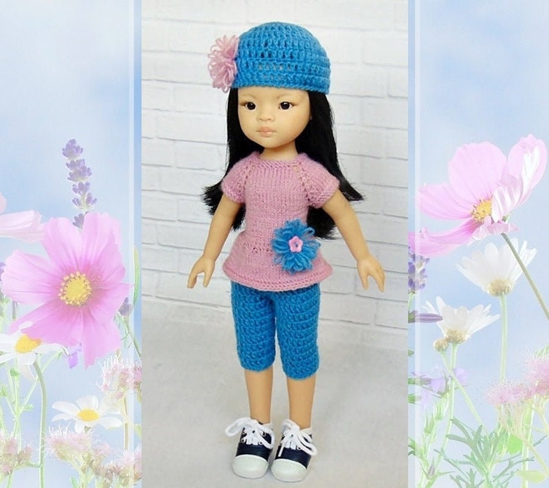14 inch doll outfit Paola Reina Christmas gifts doll sweater, doll hat image 1