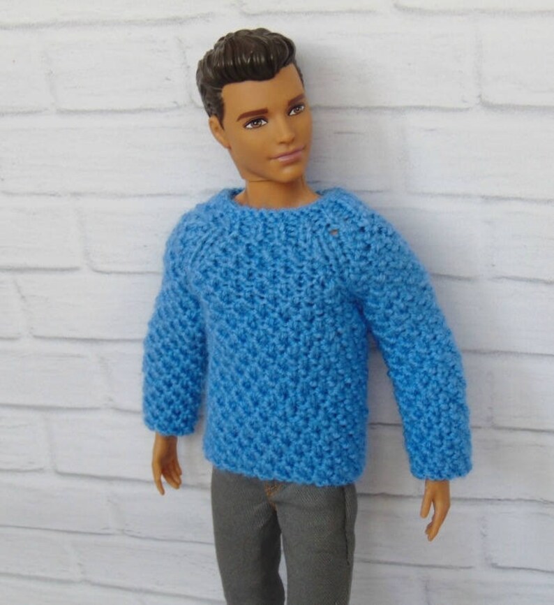 Häkeln Blaue Kleidung Junge Barbie Pullover Puppe Gestrickte Häkeln Blaue Kleidung Junge Barbie Pullover Puppe Gestrickte