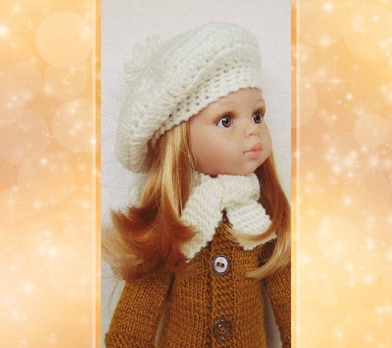Paola Reina doll, beret and scarf, Minouche doll, Corolle Les Cheries, Little Darling doll, hearts4hearts doll image 1