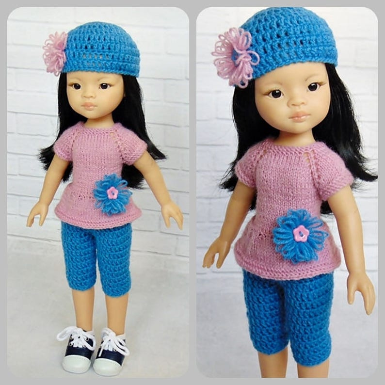 14 inch doll outfit Paola Reina Christmas gifts doll sweater, doll hat image 2