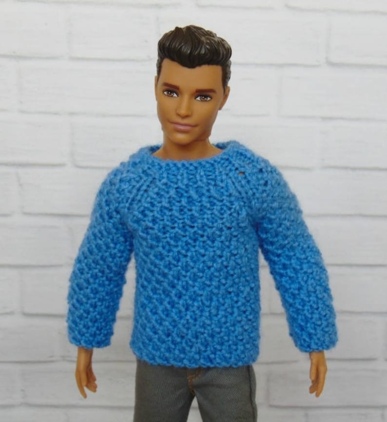 Häkeln Blaue Kleidung Junge Barbie Pullover Puppe Gestrickte Häkeln Blaue Kleidung Junge Barbie Pullover Puppe Gestrickte