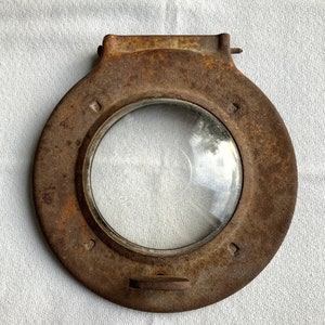 Antique Hatch Door With Domed Porthole Window Vintage Rustic Hardware Lantern Part?