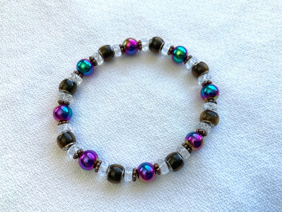 Matte Rainbow Hematite Cubes Bracelet With Sterling Silver Beads | Silver  Sensations