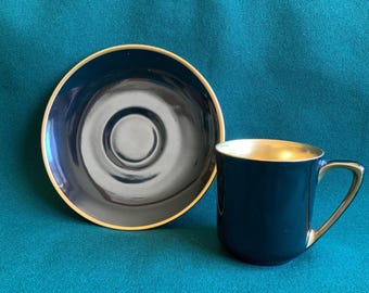 Vintage Bone China Demitasse Espresso / Tea Cup And Saucer Pickard Reinhold Schlegelmilch Black & Gold