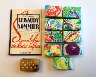 Vintage French Sugar Cube Packet Sachet Advertising Saint Louis And Lebaudy Sommier Raffineries