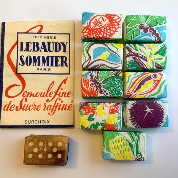 Vintage French Sugar Cube Packet Sachet Advertising Saint Louis And Lebaudy Sommier Raffineries