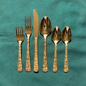Cellini Romanesque 1968 Gold Plated Flatware 6 Piece Place Setting