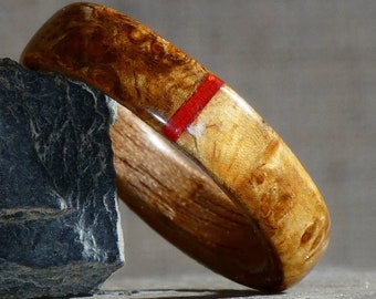 Walnut and amboin burl wood ring - Couple's alliance for him, for her - handmade proposal ring to personalize