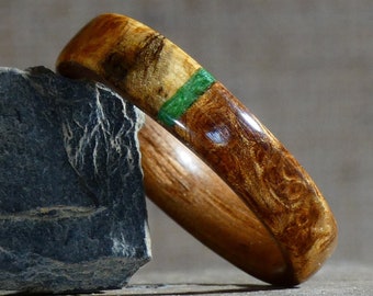 Bague en bois d'acajou à personnaliser - Alliance pour couple pour lui, pour elle - bague de demande fait main en loupe d'amboine