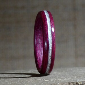 Personalized Amaranth Wood Ring - Wedding Band for Him, for Her - Handmade Customizable Wooden Engagement Ring