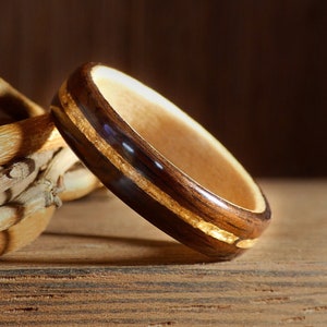 Gold and ebony wood ring - A wooden ring for him or for her - Handmade in France!
