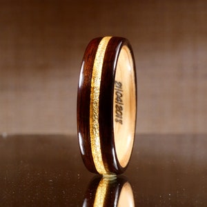 Wood and gold wedding ring black ebony A couple's ring for him or her Handmade in France image 2