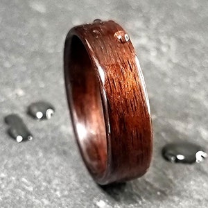 Anillo de madera de ébano: alianza de boda para él y para ella: anillo de compromiso de madera hecho a mano