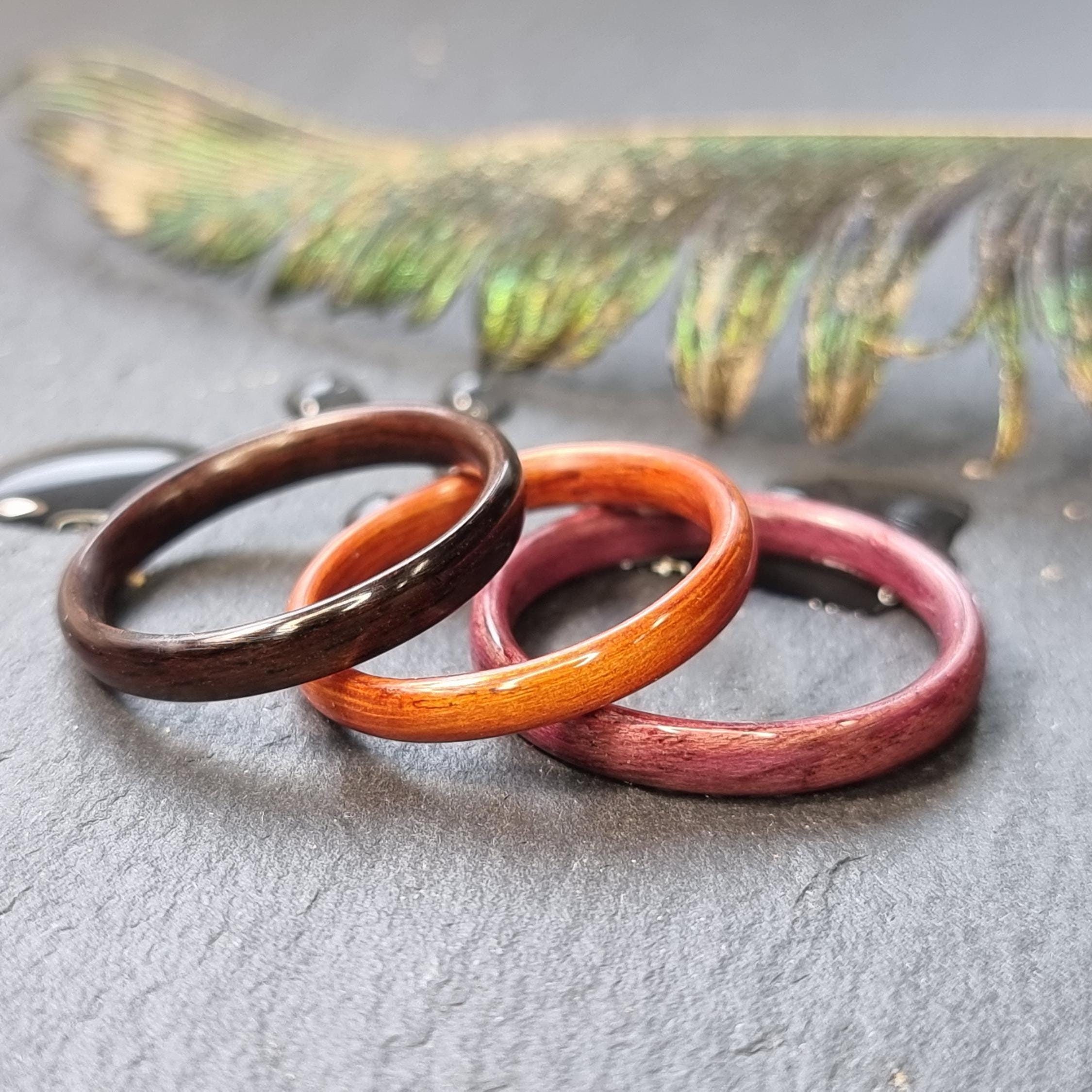 Minimalist Ring in Exotic Wood – Ebony, Padouk or Amaranth UK