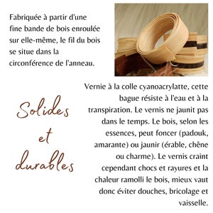 Paar-Ehering aus Buchenholz, Ahorn und Gold origineller Ring für das Paar, für ihn, für sie handgefertigt in Frankreich Bild 10