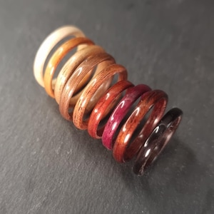 Minimalist wooden rings – Maple, Yew, Walnut, Mahogany, Padauk, Amaranth, Ebony | Handmade natural jewelry