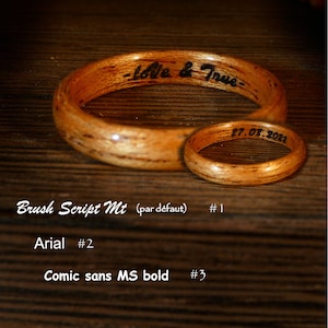 Wood and gold wedding ring black ebony A couple's ring for him or her Handmade in France image 7