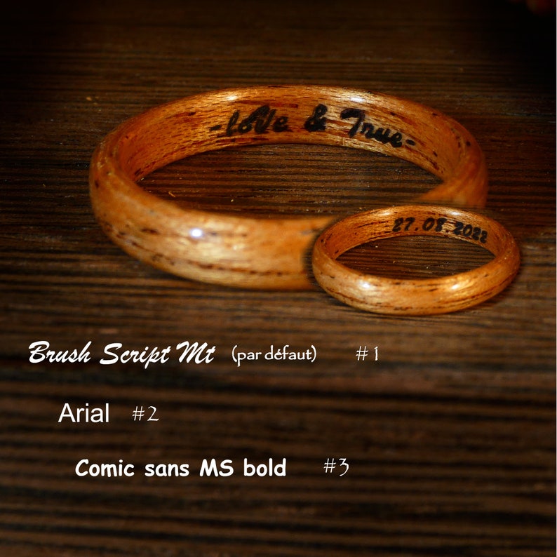 Couple wedding ring in beech wood, maple and gold original ring for the couple, for him, for her handmade in France image 8