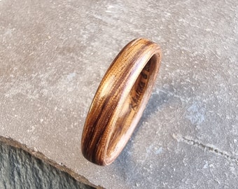 Bague en bois de zébrano à personnaliser- alliance pour couple pour lui ou pour elle - anneau personnalisable en bois