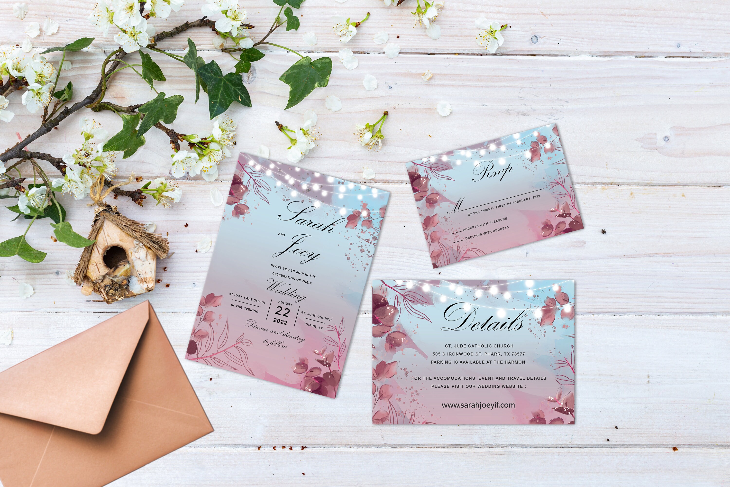Wedding Invitation Set with RSVP Card and Envelope | Etsy