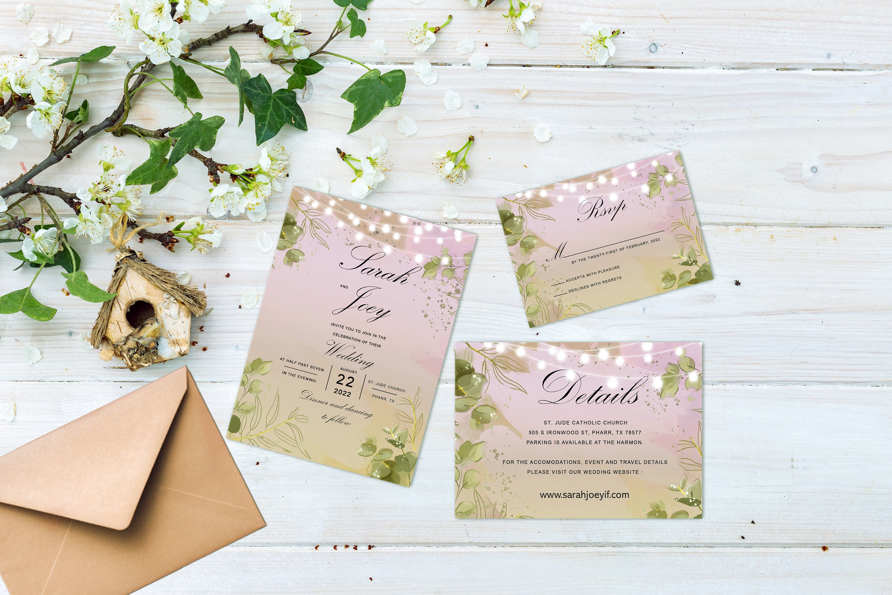 wedding invitations with rsvp cards