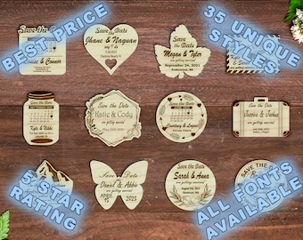 Save the Date Magnets Wedding Wooden Custom Invitation Personalized Unique