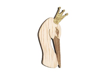 Broche en bois Cėlestine la Cigogne - Couronne