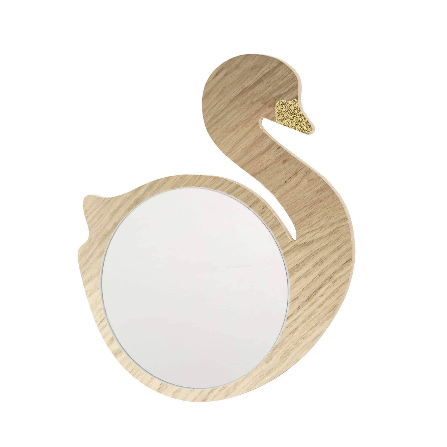 Miroir Cygne Chêne et Or/La Cabane de Bois