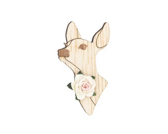 Broche en bois Esther le Faon - Fleur