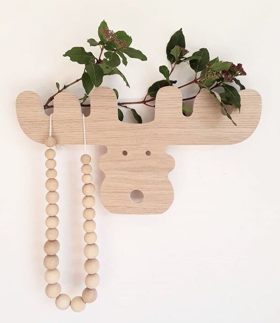 Moose Oak Coat Rack Coat Rack Child Wood Log Cabin Etsy